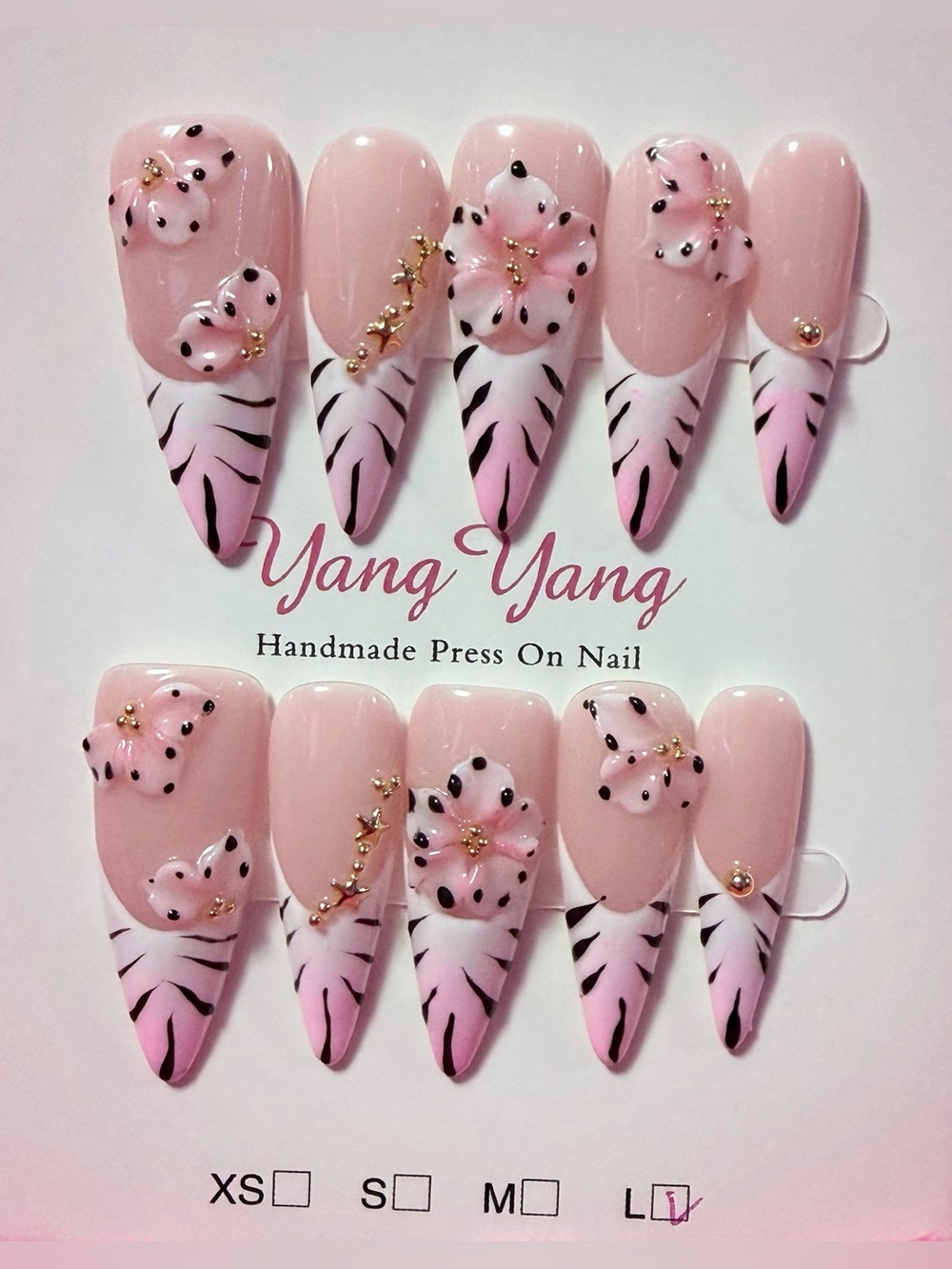 Pink Floral Press-On Nail Set